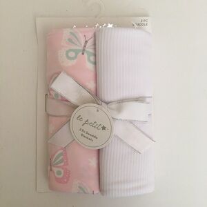 Le Petit Soft Baby Blankets Multipurpose White Pink Butterflies NEW